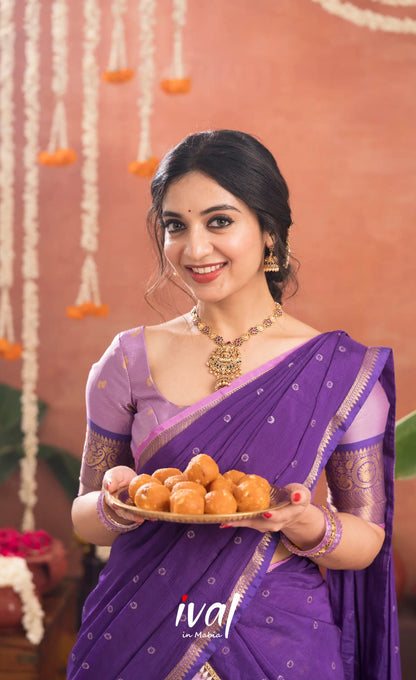 Izhaiyini Organza Halfsaree - Lavender and Purple - Half Sarees