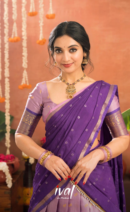 Izhaiyini Organza Halfsaree - Lavender and Purple - Half Sarees