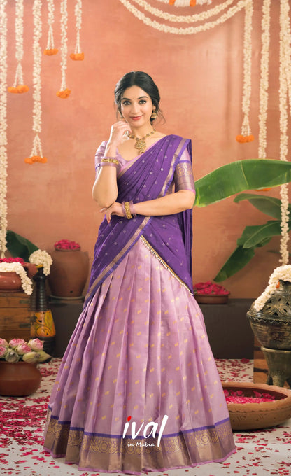 Izhaiyini Organza Halfsaree - Lavender and Purple - Half Sarees