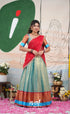 Izhaiyini Organza Halfsaree - Light Blue and Red - Half Sarees