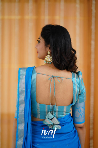 Izhaiyini Organza Halfsaree - Light Blue And Sky Half Sarees