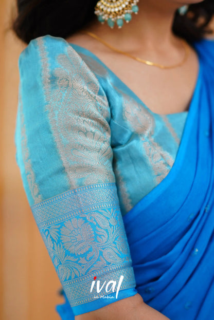 Izhaiyini Organza Halfsaree - Light Blue And Sky Half Sarees