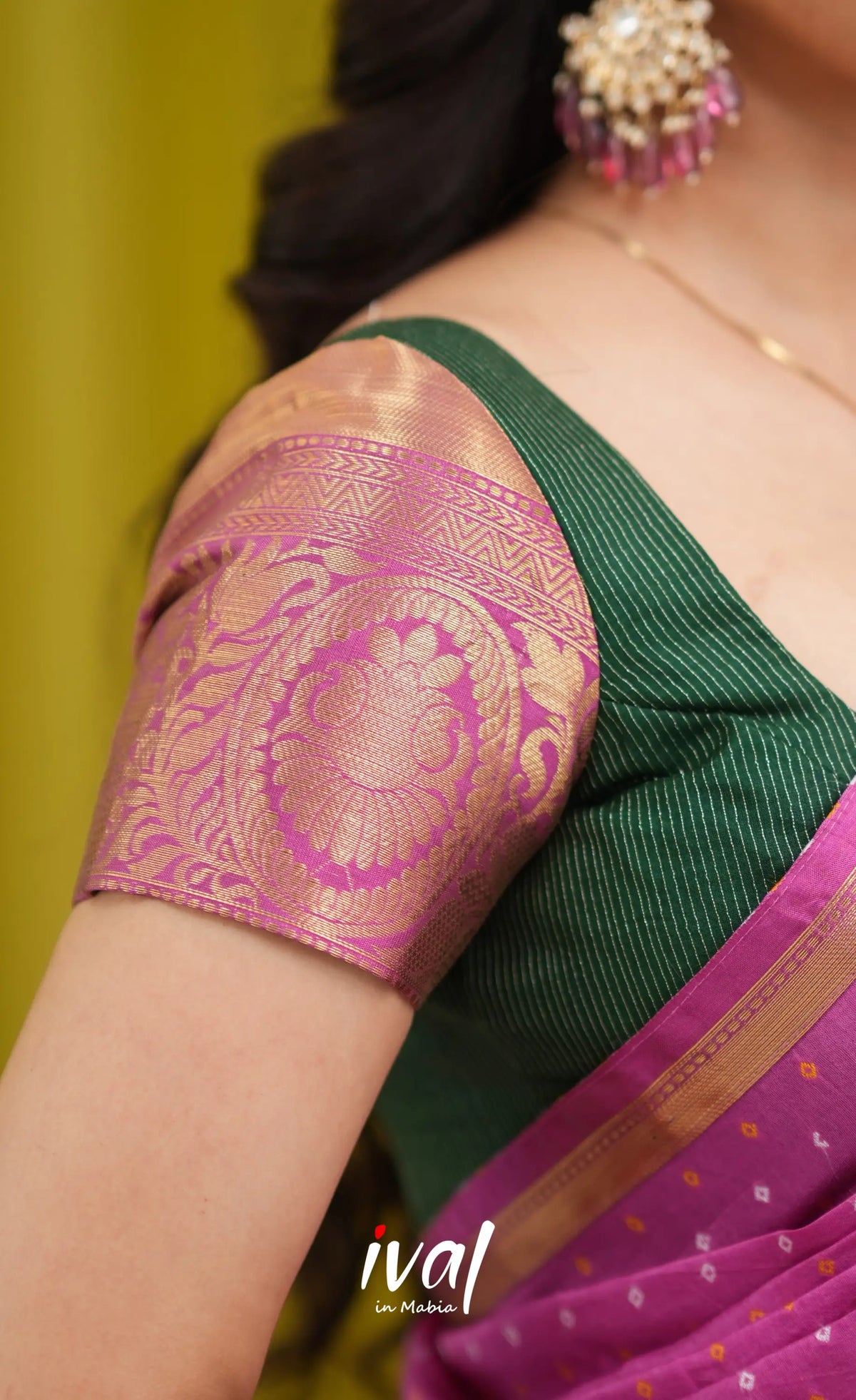 Izhaiyini Organza Halfsaree - Light green and Pink - Half Sarees