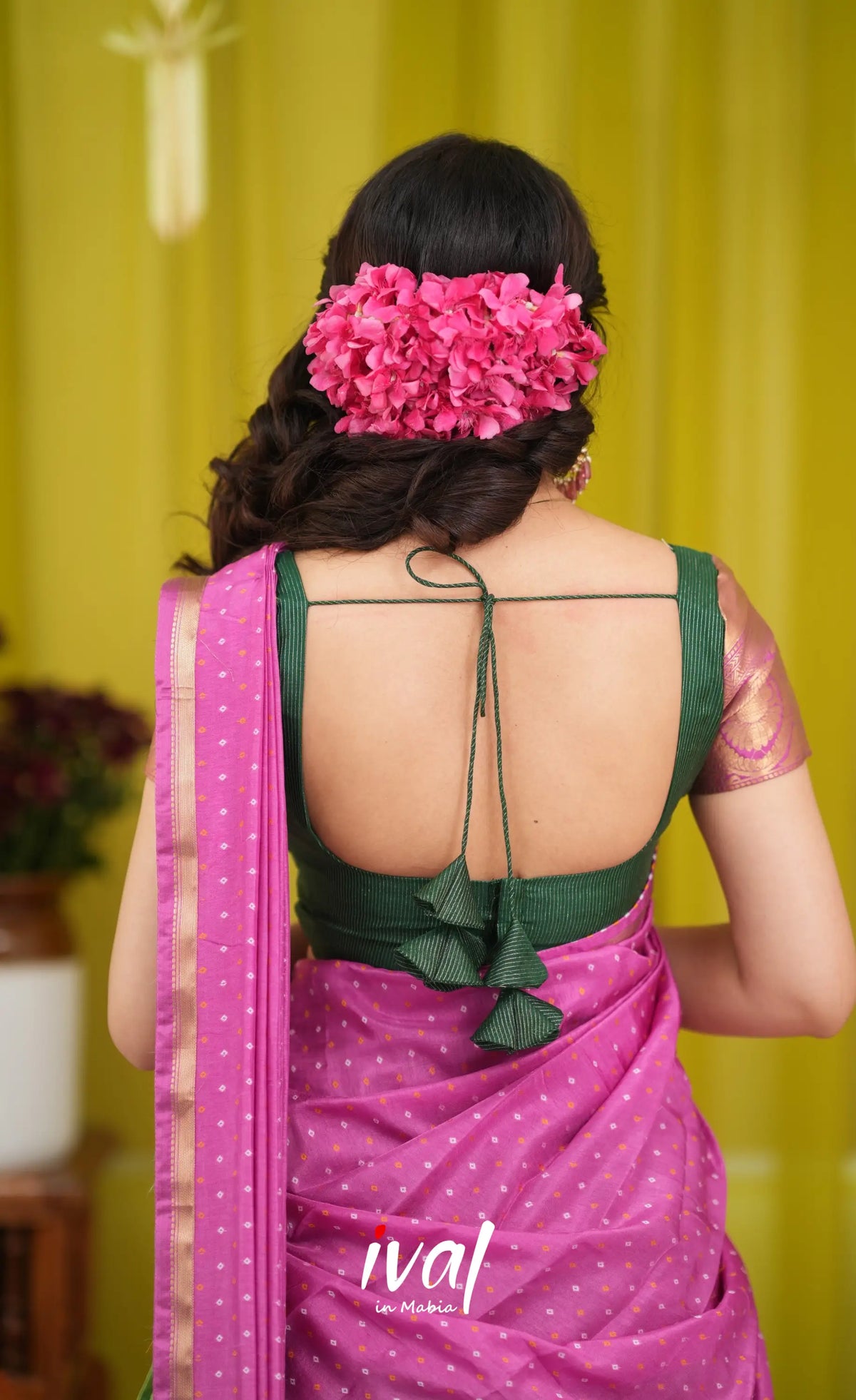 Izhaiyini Organza Halfsaree - Light green and Pink - Half Sarees