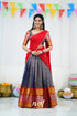 Izhaiyini Organza Halfsaree - Navy Blue And Red Half Sarees