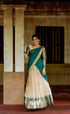 Izhaiyini Organza Halfsaree - Offwhite And Teal Half Sarees