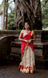 Izhaiyini Organza Halfsaree - Offwhite And Tone Of Red Half Sarees