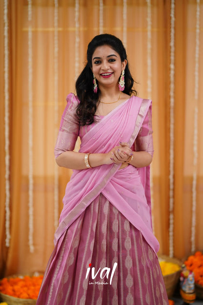 Izhaiyini Organza Halfsaree - Pink And Baby Half Sarees