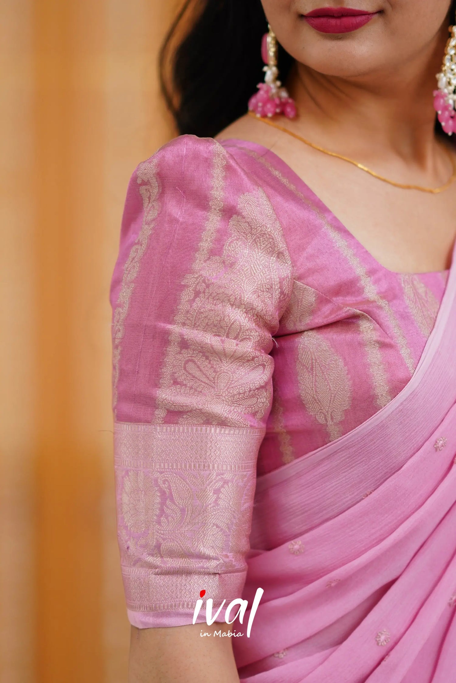 Izhaiyini Organza Halfsaree - Pink And Baby Half Sarees