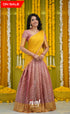 Izhaiyini Organza Halfsaree - Pink and Yellow Half Sarees