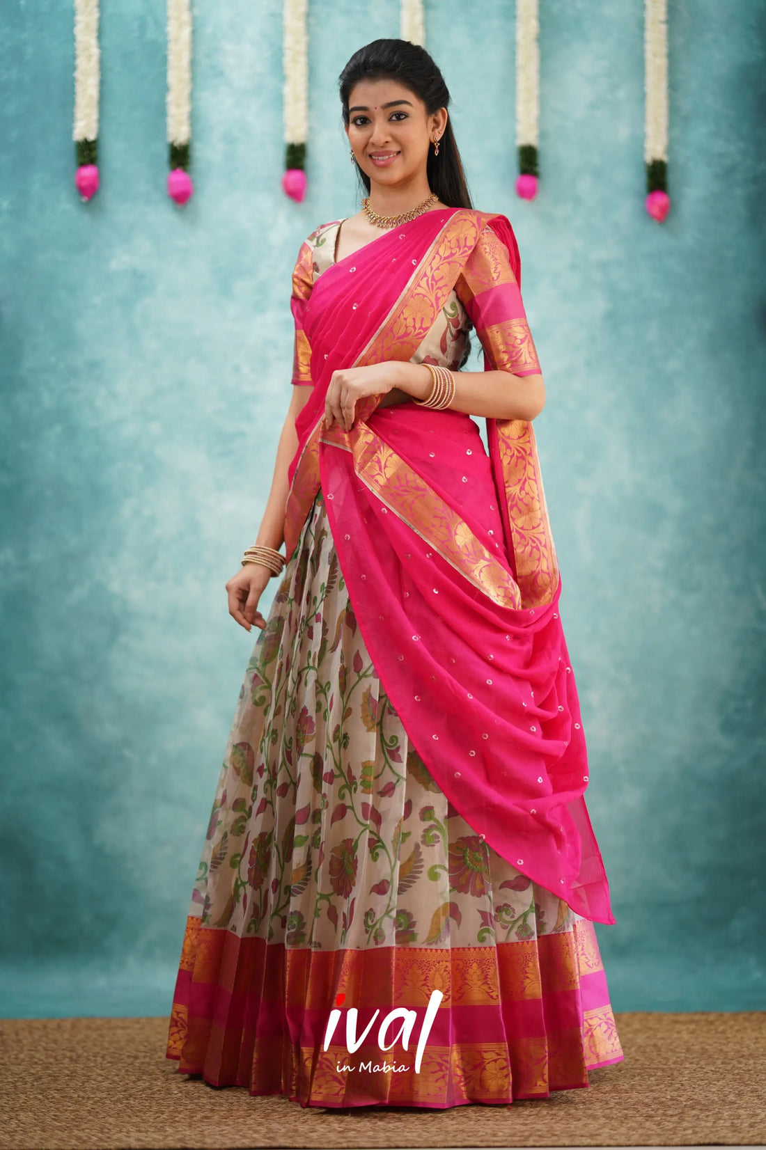 Izhaiyini Organza Halfsaree - Pink Half Sarees