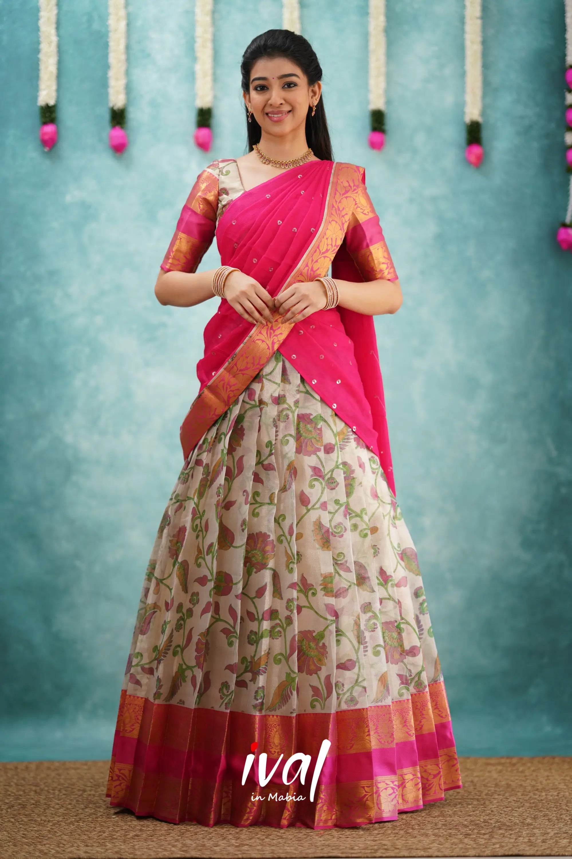 Izhaiyini Organza Halfsaree - Pink Half Sarees