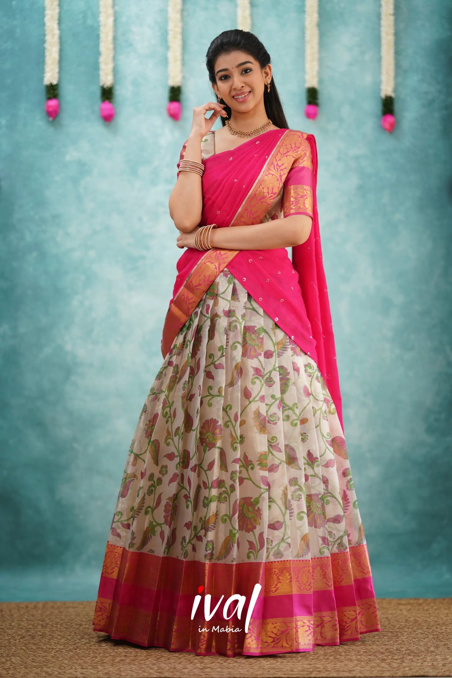 Izhaiyini Organza Halfsaree - Pink Half Sarees