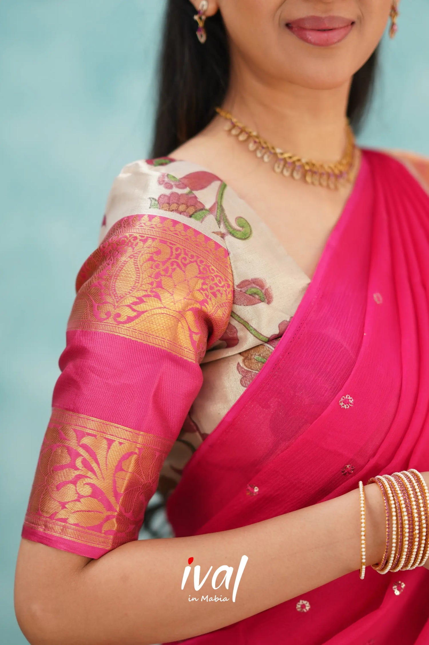 Izhaiyini Organza Halfsaree - Pink Half Sarees