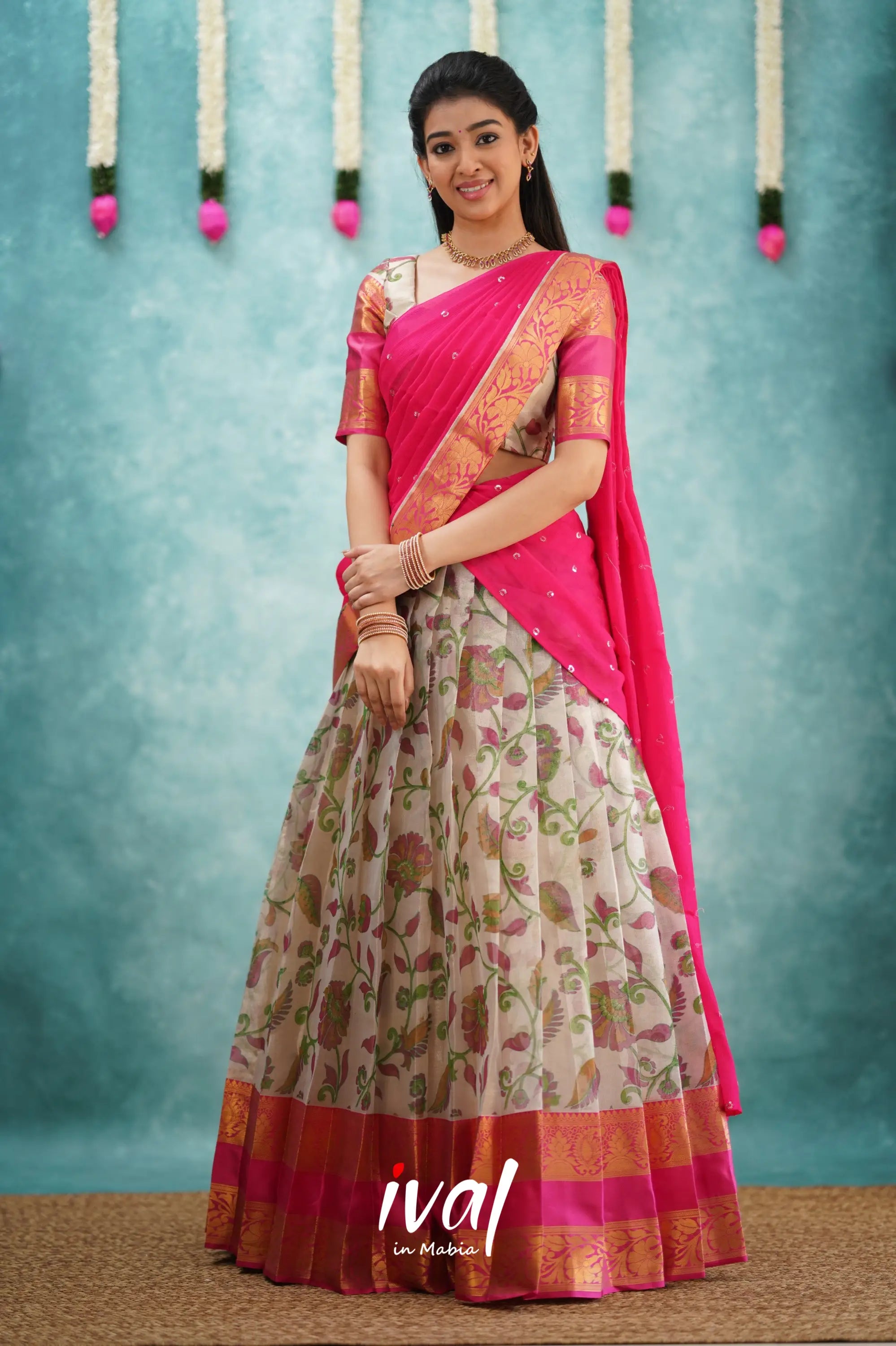 Izhaiyini Organza Halfsaree - Pink Half Sarees