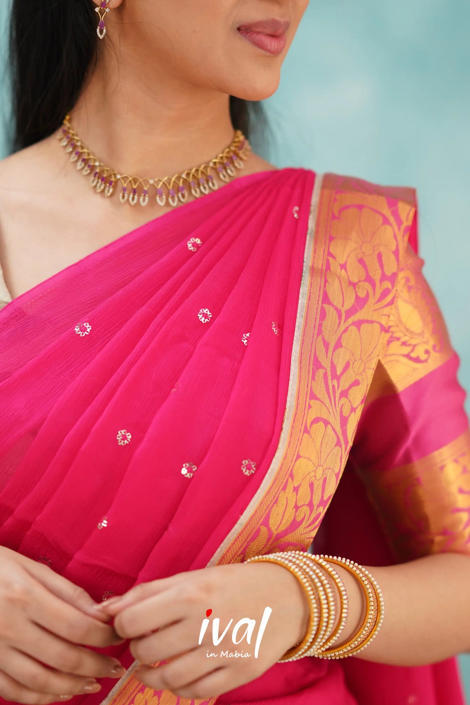 Izhaiyini Organza Halfsaree - Pink Half Sarees