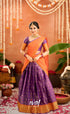 Izhaiyini Organza Halfsaree - Purple and Orange - Half Sarees