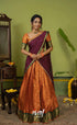 Izhaiyini Organza Halfsaree - Rust Orange and Dark maroonish wine - Half Sarees