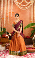 Izhaiyini Organza Halfsaree - Rust Orange and Dark maroonish wine - Half Sarees