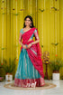 Izhaiyini Organza Halfsaree - Sky Blue And Pink Half Sarees