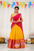 Izhaiyini Organza Halfsaree - Yellow And Pink Half Sarees