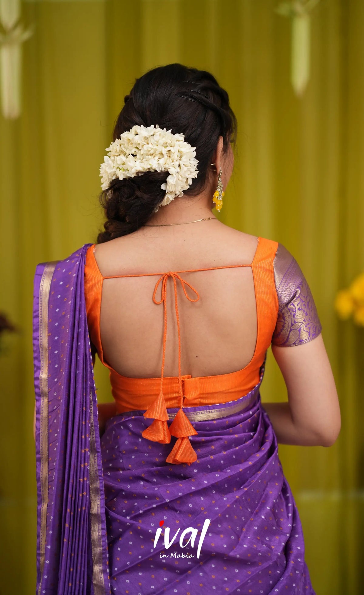 Izhaiyini Organza Halfsaree - Yellow and Purple - Half Sarees