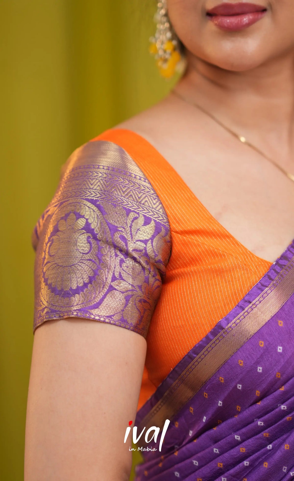 Izhaiyini Organza Halfsaree - Yellow and Purple - Half Sarees