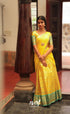 Izhaiyini Organza Halfsaree - Yellow and Turquoise Blue - Half Sarees