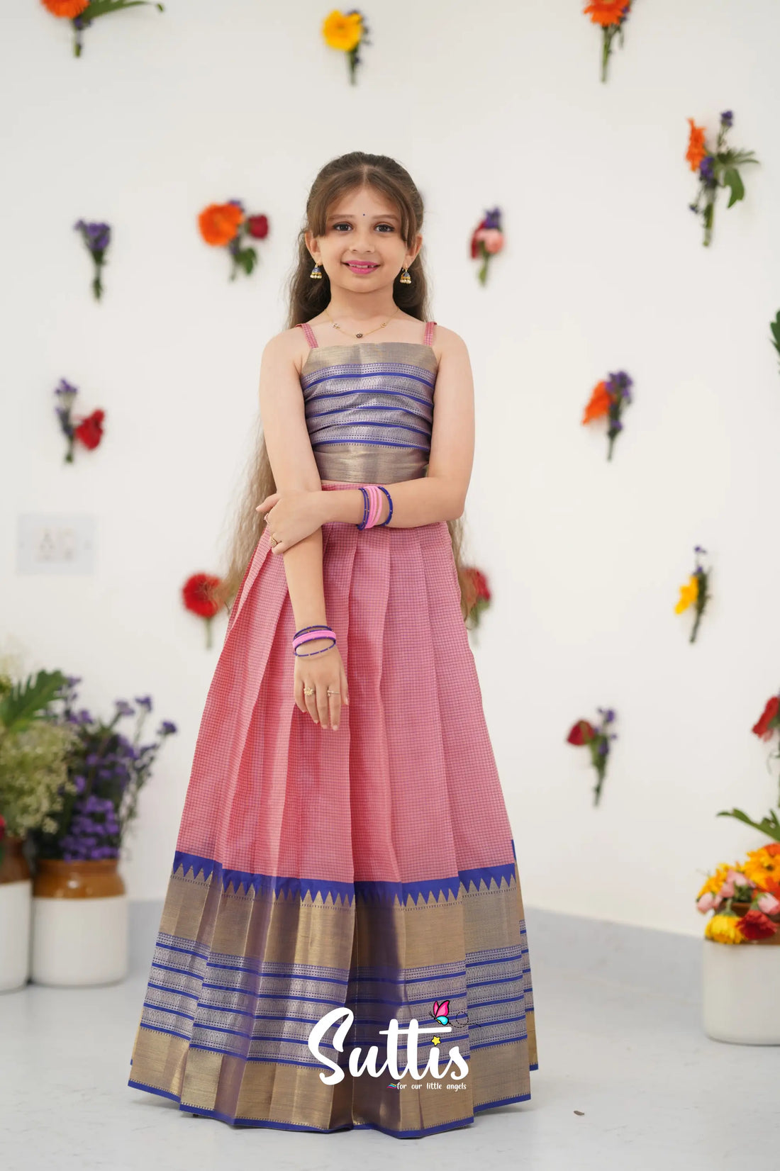 Izhaiyini Pavadai Sattai - Light Pink And Royal Blue Kids - Suttis