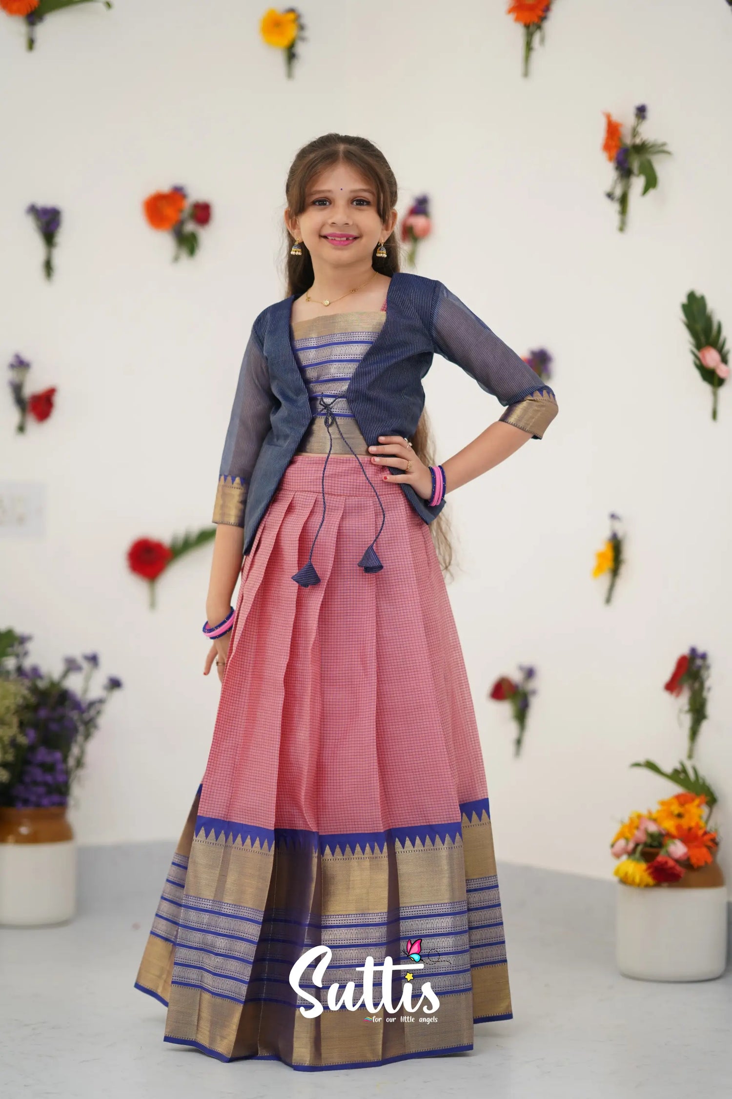 Izhaiyini Pavadai Sattai - Light Pink And Royal Blue Kids - Suttis