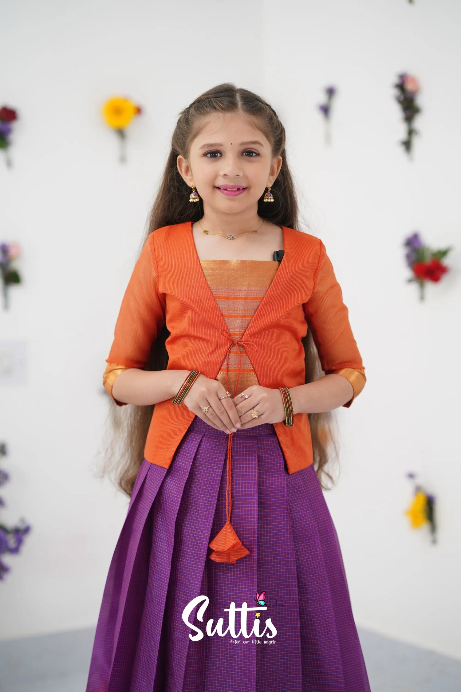 Izhaiyini Pavadai Sattai - Purple And Orange Kids - Suttis