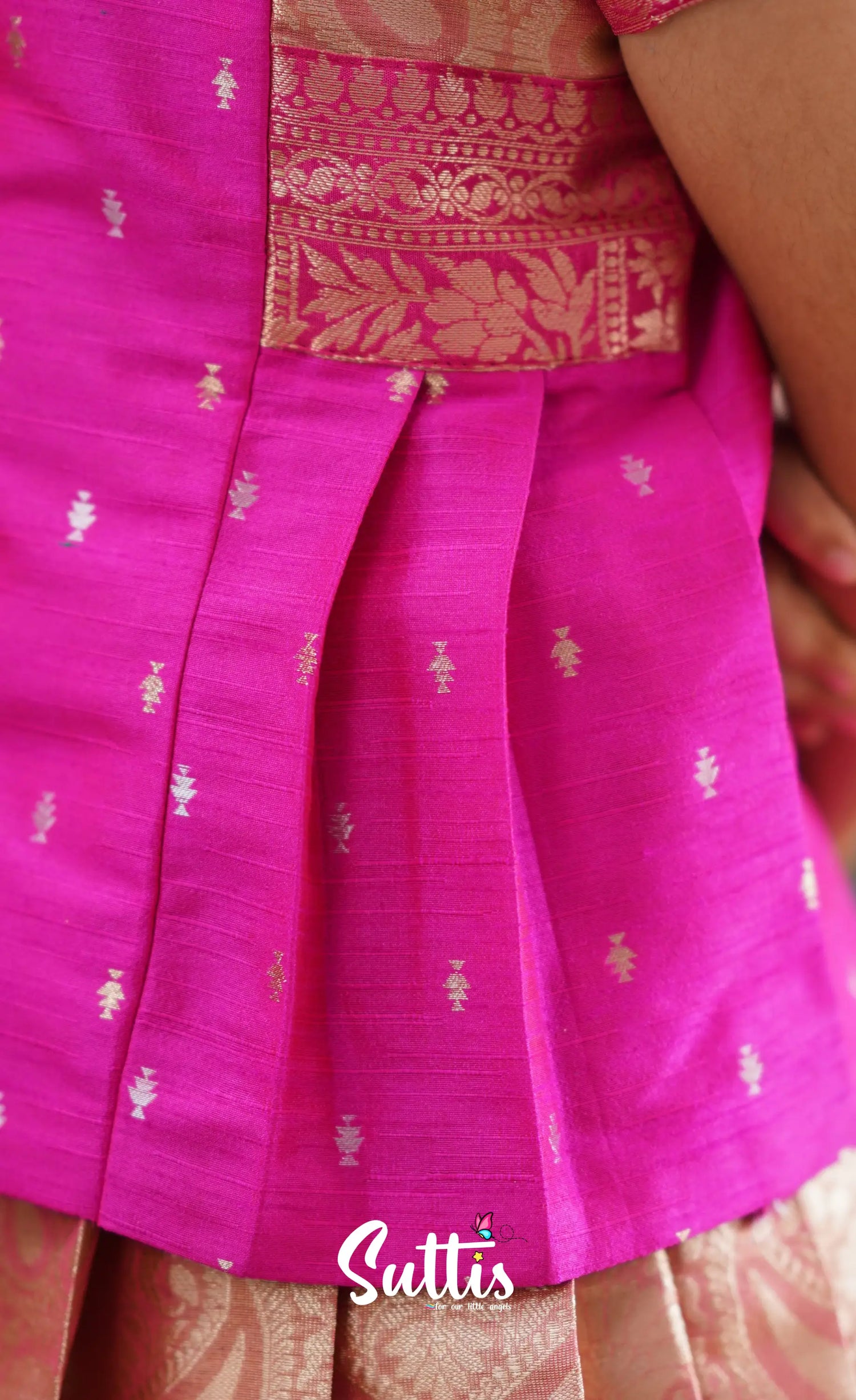 Izhaiyini - Pink Banarasi Tissue Pavadai Sattai Kids-Suttis