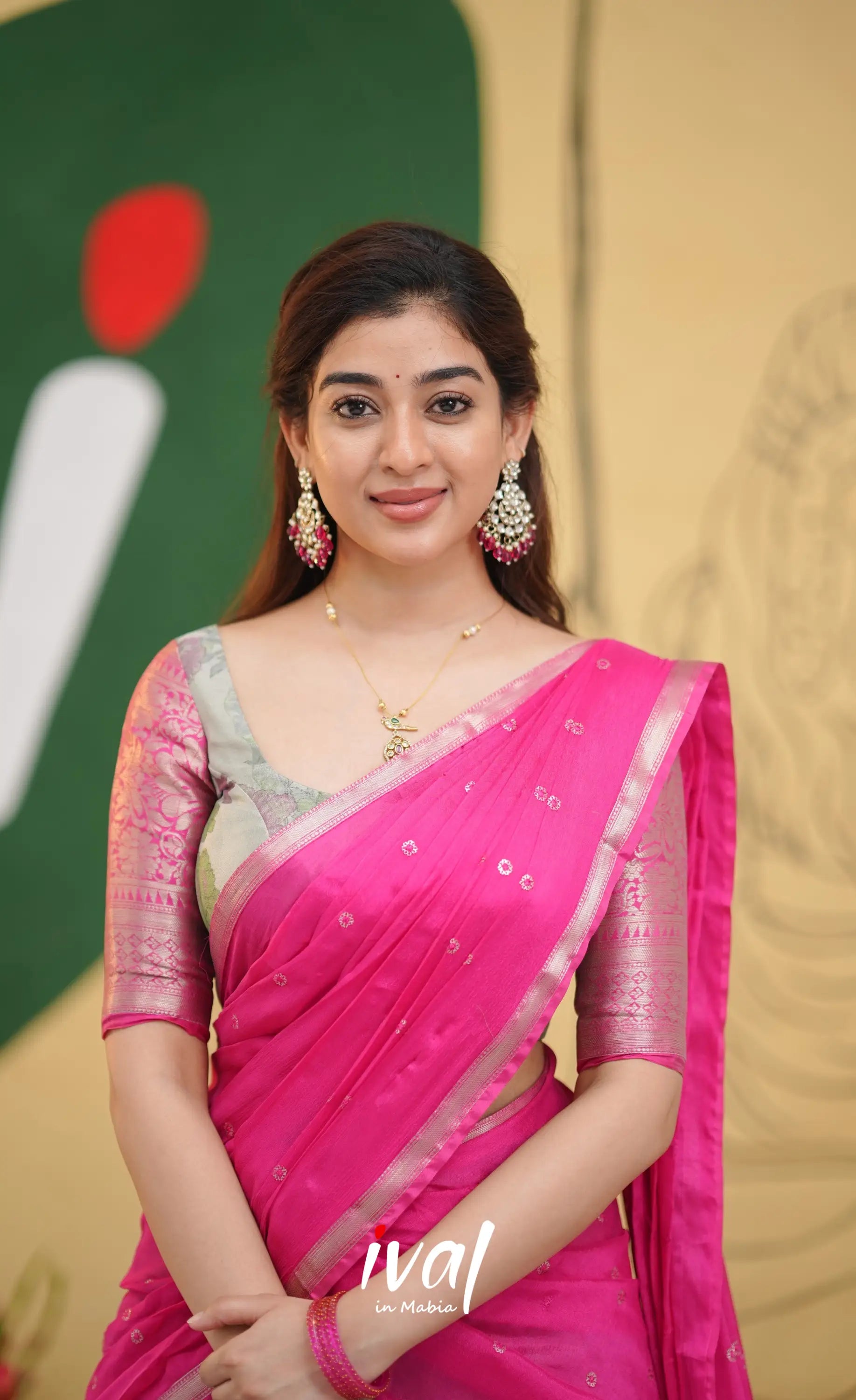 Izhaiyini - Pink Floral Organza Halfsaree - Half Sarees