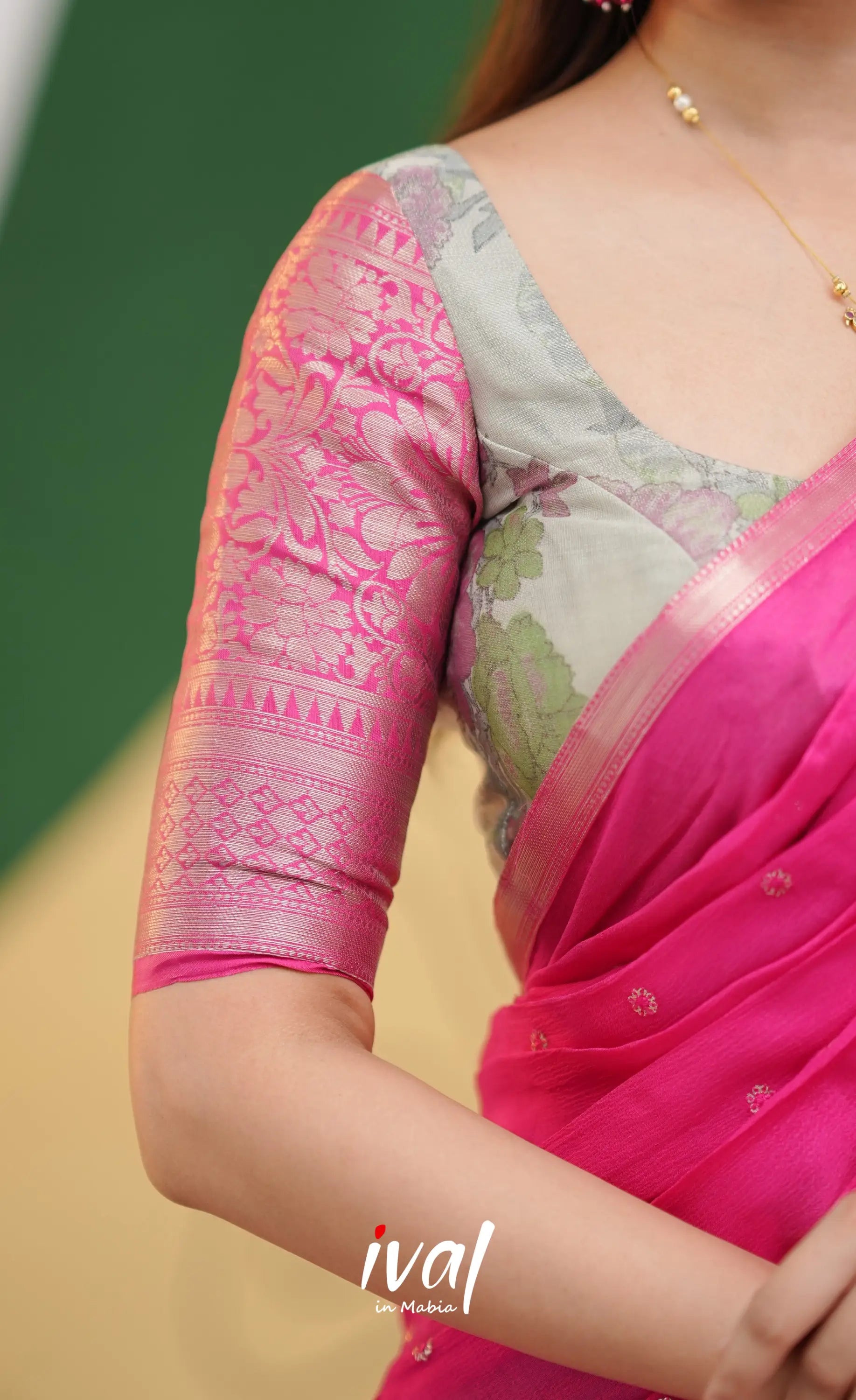 Izhaiyini - Pink Floral Organza Halfsaree - Half Sarees