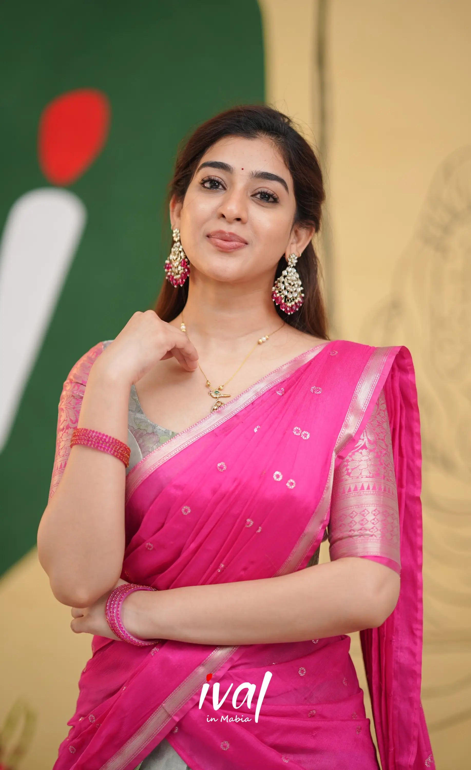 Izhaiyini - Pink Floral Organza Halfsaree - Half Sarees