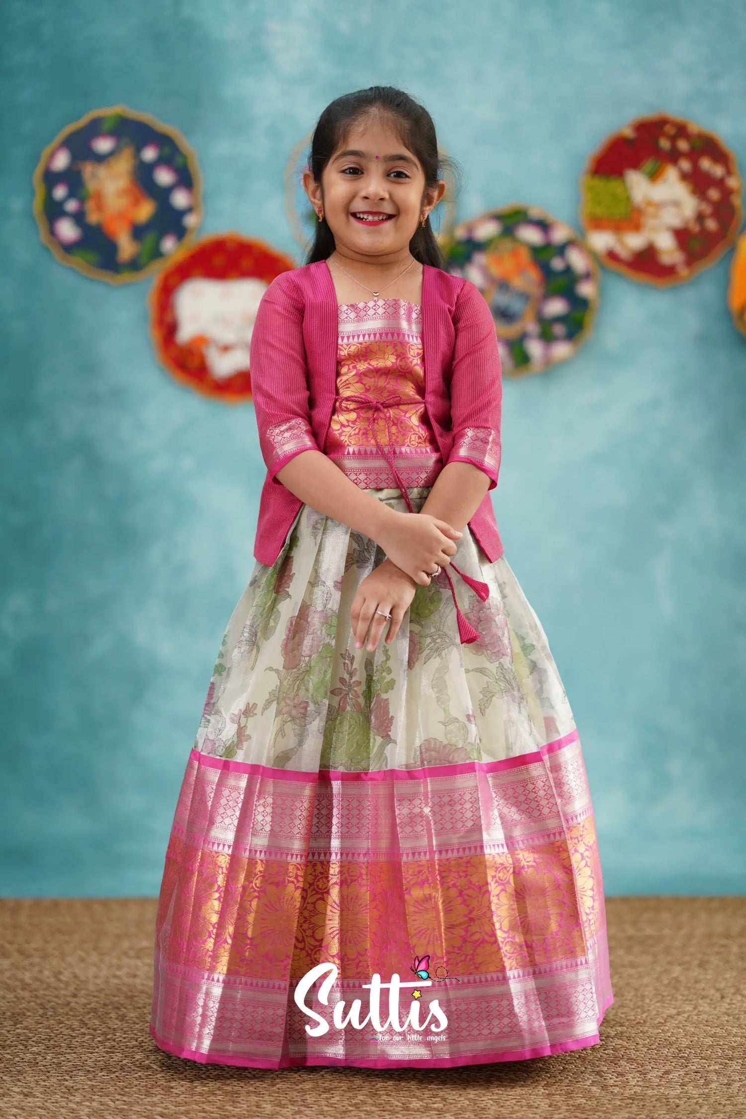 Izhaiyini - Pink Organza Pavadai Sattai Kids-Suttis