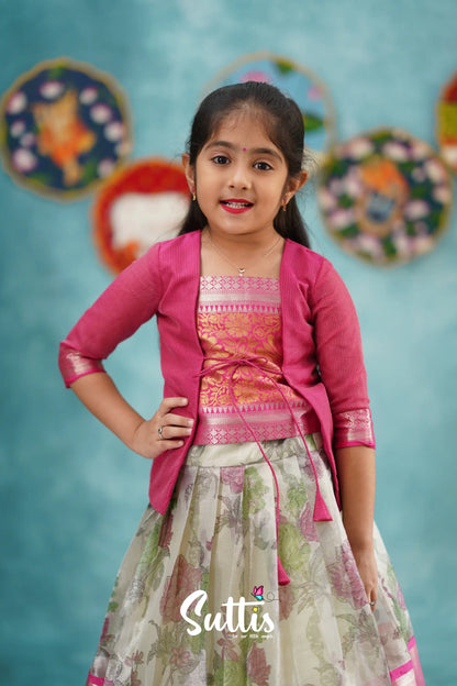 Izhaiyini - Pink Organza Pavadai Sattai Kids-Suttis