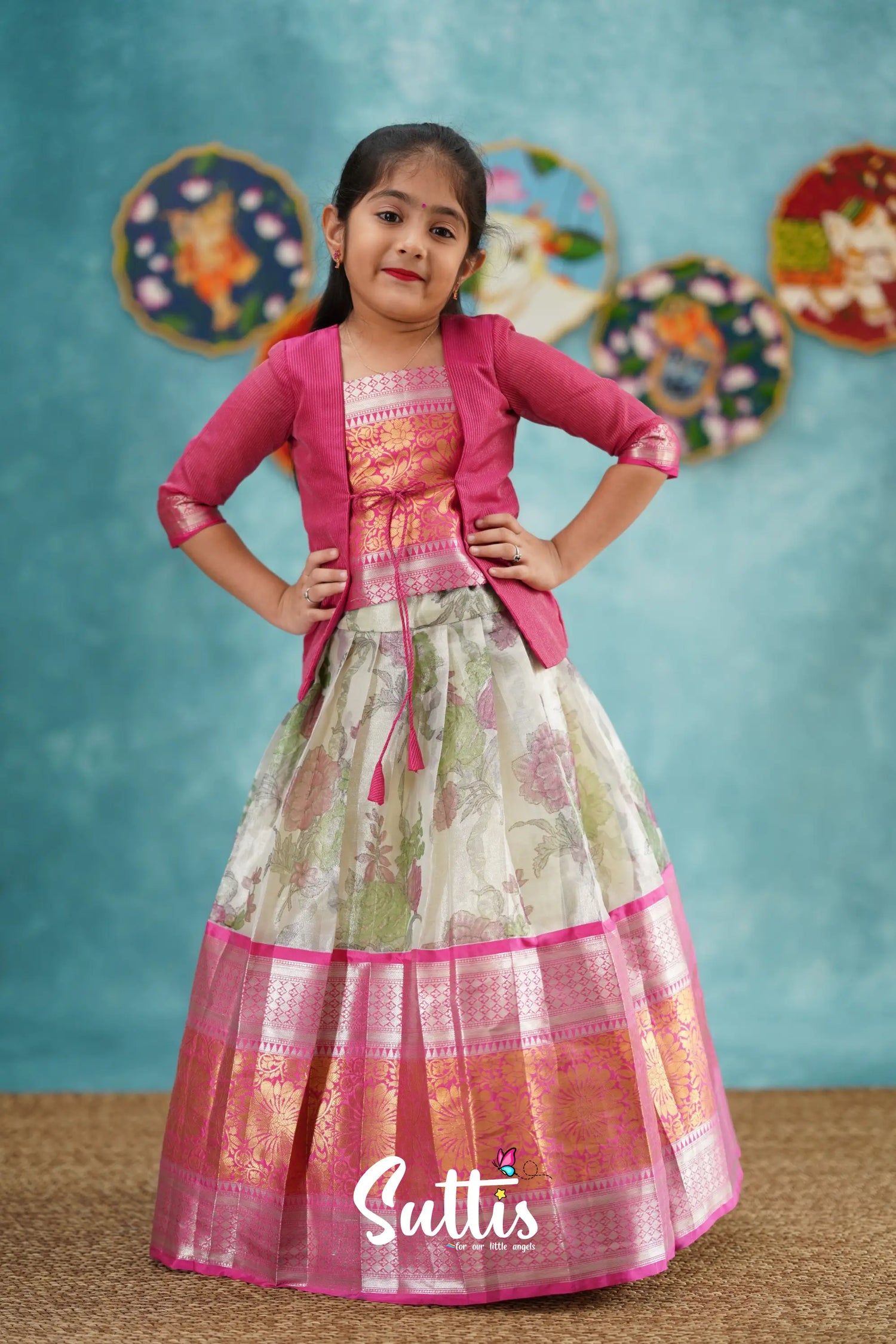 Izhaiyini - Pink Organza Pavadai Sattai Kids-Suttis