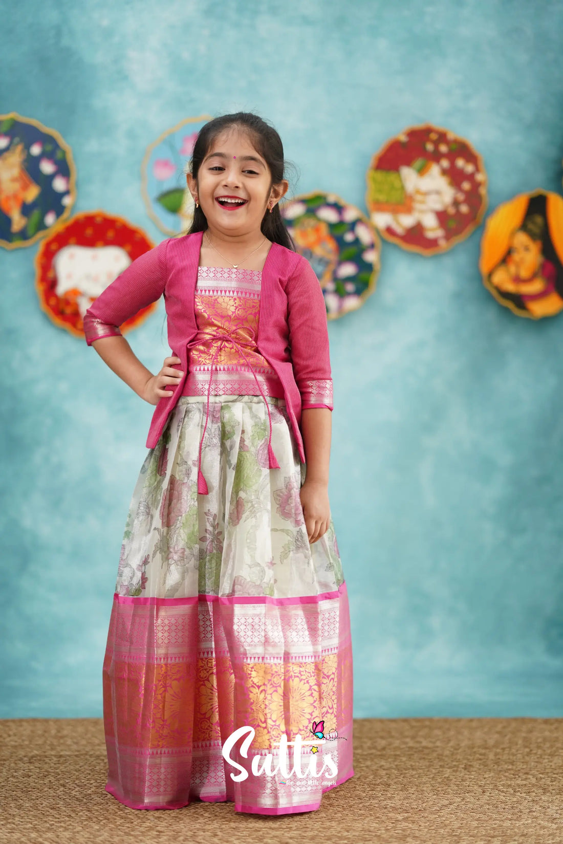 Izhaiyini - Pink Organza Pavadai Sattai Kids-Suttis