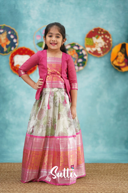 Izhaiyini - Pink Organza Pavadai Sattai Kids-Suttis