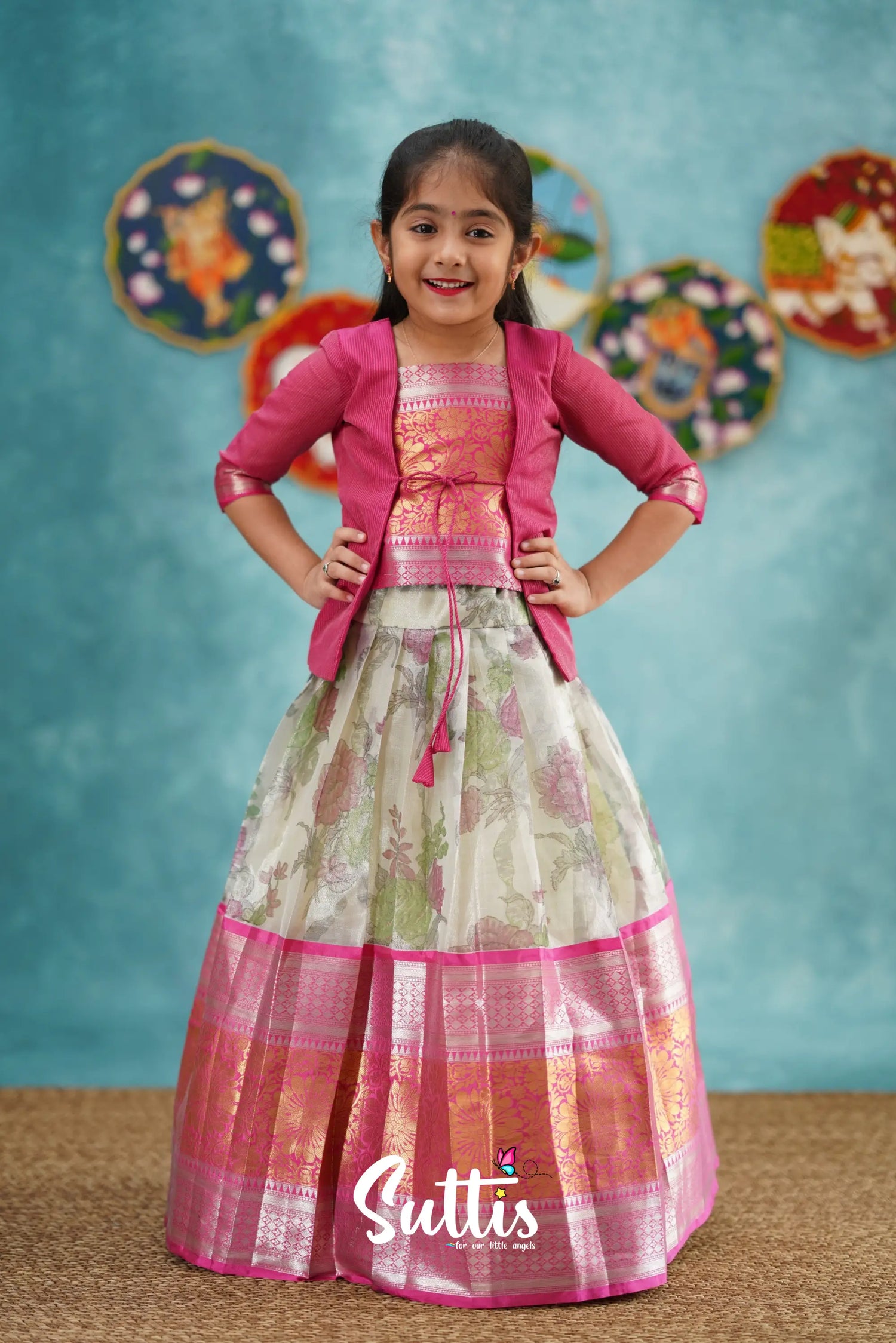 Izhaiyini - Pink Organza Pavadai Sattai Kids-Suttis