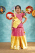 Izhaiyini - Pink Organza Top And Skirt Kids-Suttis