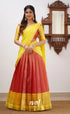 Izhaiyini- Red And Yellow Organza Halfsaree Half Sarees