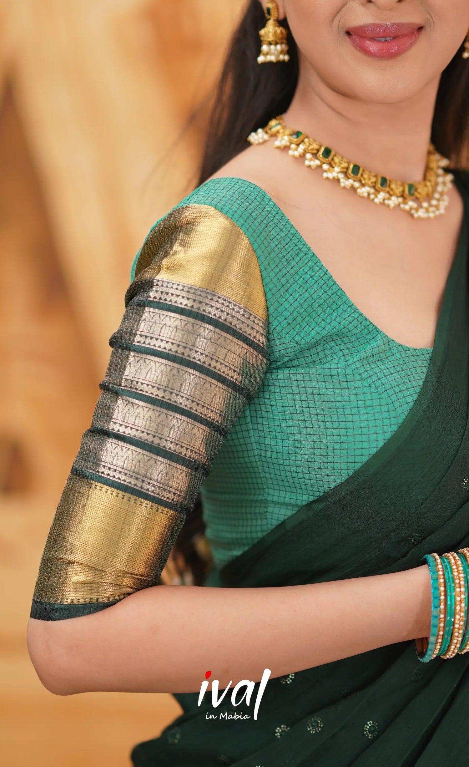 Izhaiyini - Shade Of Teal Green And Dark Tone Organza Halfsaree Half Sarees