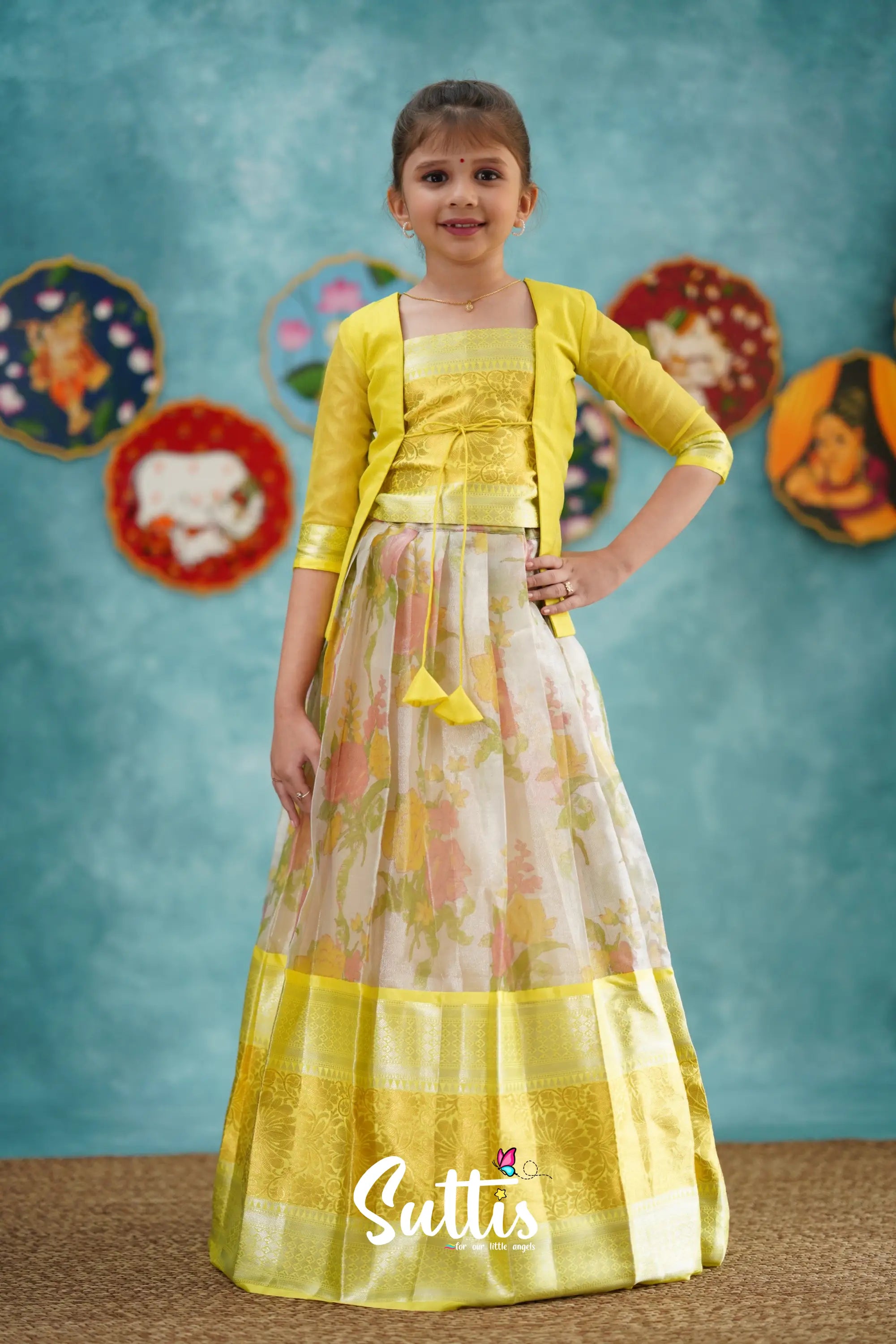 Izhaiyini - Yellow Organza Pavadai Sattai Kids-Suttis