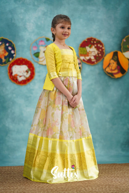 Izhaiyini - Yellow Organza Pavadai Sattai Kids-Suttis