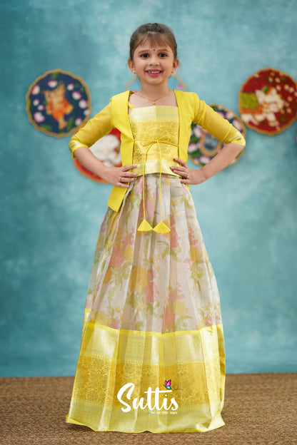 Izhaiyini - Yellow Organza Pavadai Sattai Kids-Suttis