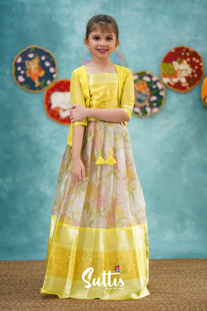 Izhaiyini - Yellow Organza Pavadai Sattai Kids-Suttis