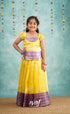 Izhaiyini Yellow Shade And Purple Tone Organza Pavadai Sattai Kids-Suttis