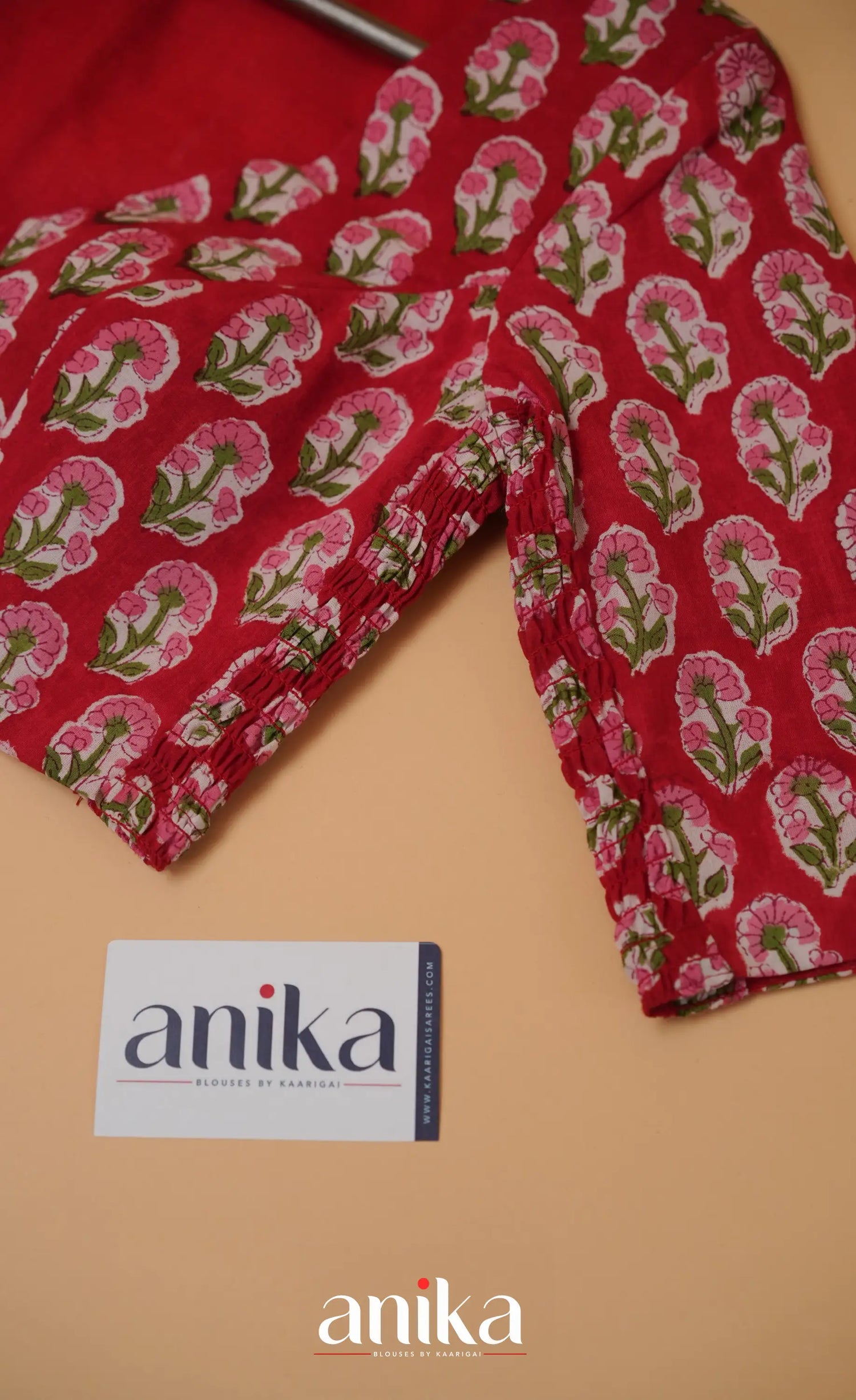 Jaipur Hand Block Printed Stretchable Blouse - Red shade